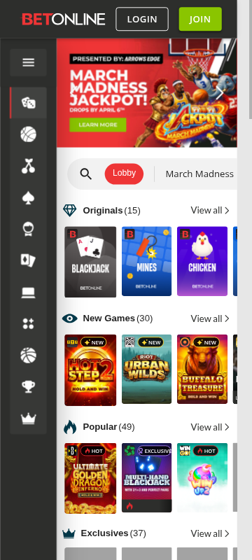 BetOnline site screenshot