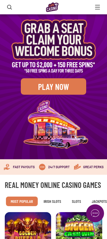 Cafe Casino site screenshot